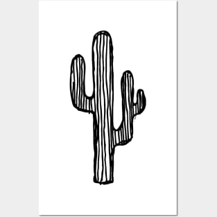 Cactus Doodle Black Posters and Art